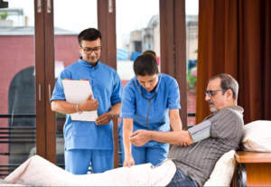 VCCC doctors check the pressure on the cancer patient.